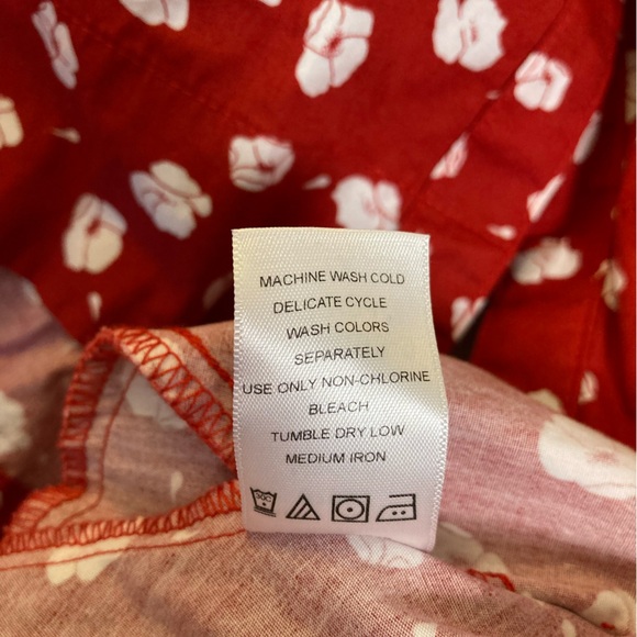 Ellos Fit & Flare 1X Button-down Shirt Dress Cap Sleeve Red and White - POCKETS! - Picture 10 of 11